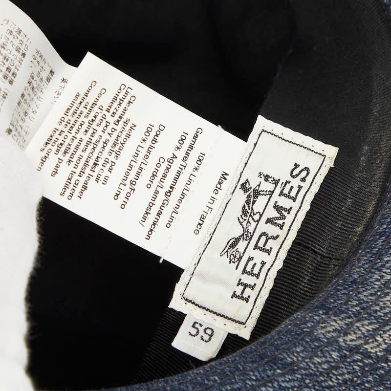 Hermes Hat Blue Indigo Denim Linen — view 7