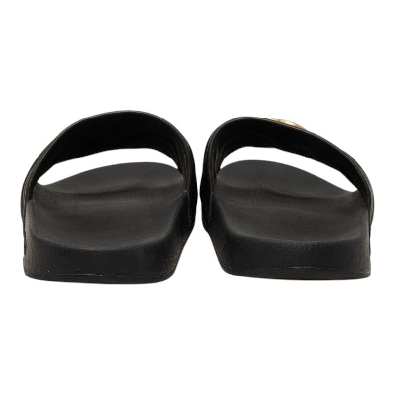 Gucci GG Marmont Shower Sandals Flat Black Leather Rubber — view 3