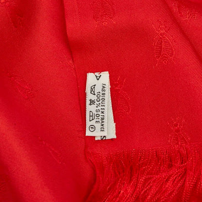 Hermes Bee Motif Shawl Red Silk Scarf — view 3