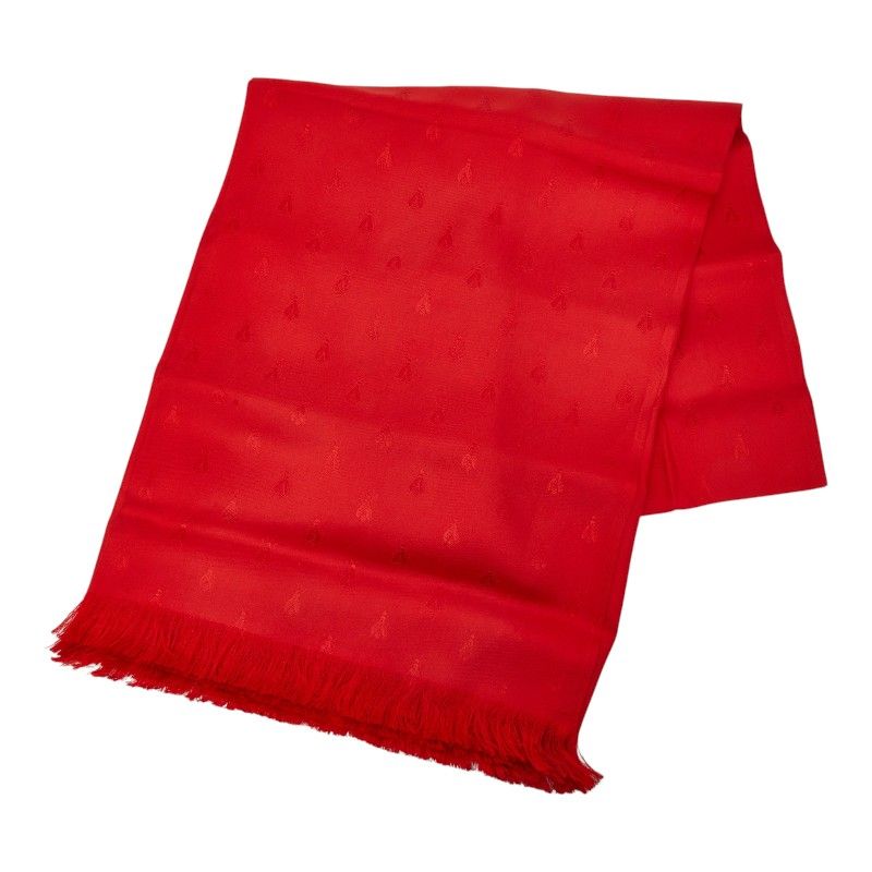 Hermes Bee Motif Shawl Red Silk Scarf