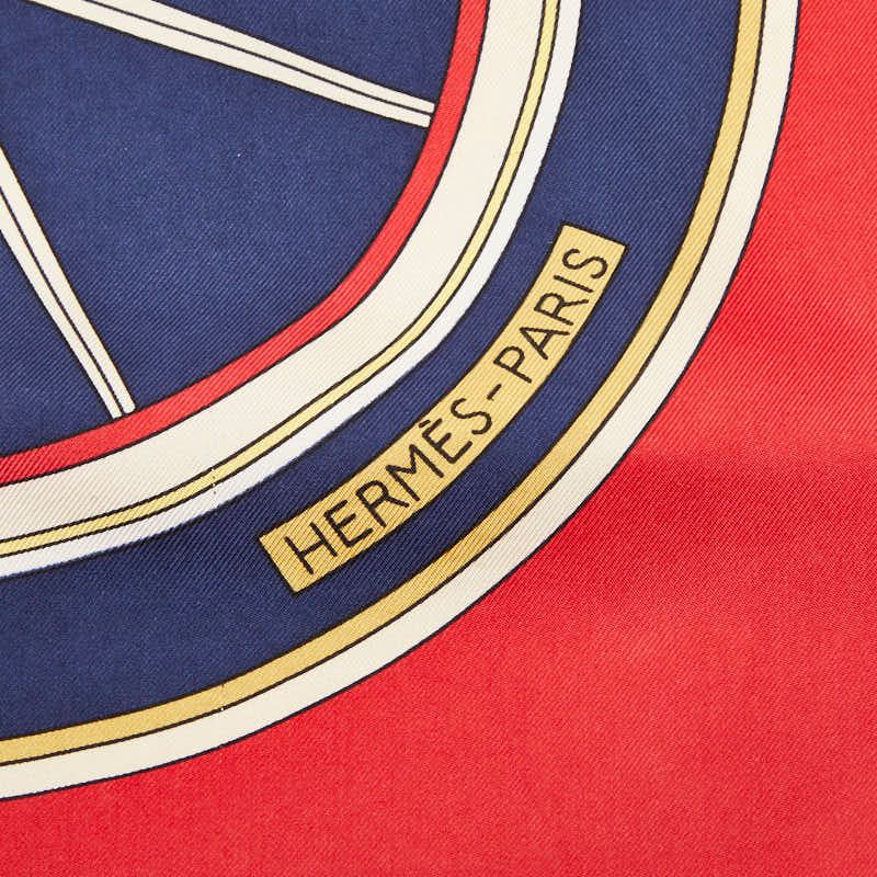 Hermes Carre 90 Washington's Carriage George Scarf Red Navy Multicolor Silk — view 2