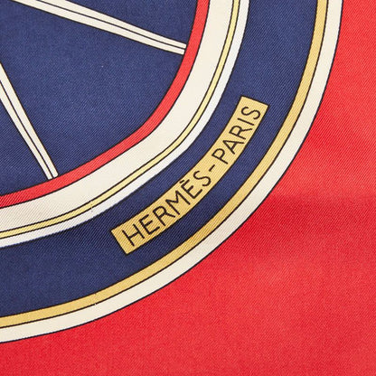 Hermes Carre 90 Washington's Carriage George Scarf Red Navy Multicolor Silk — view 2