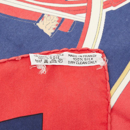 Hermes Carre 90 Washington's Carriage George Scarf Red Navy Multicolor Silk — view 6