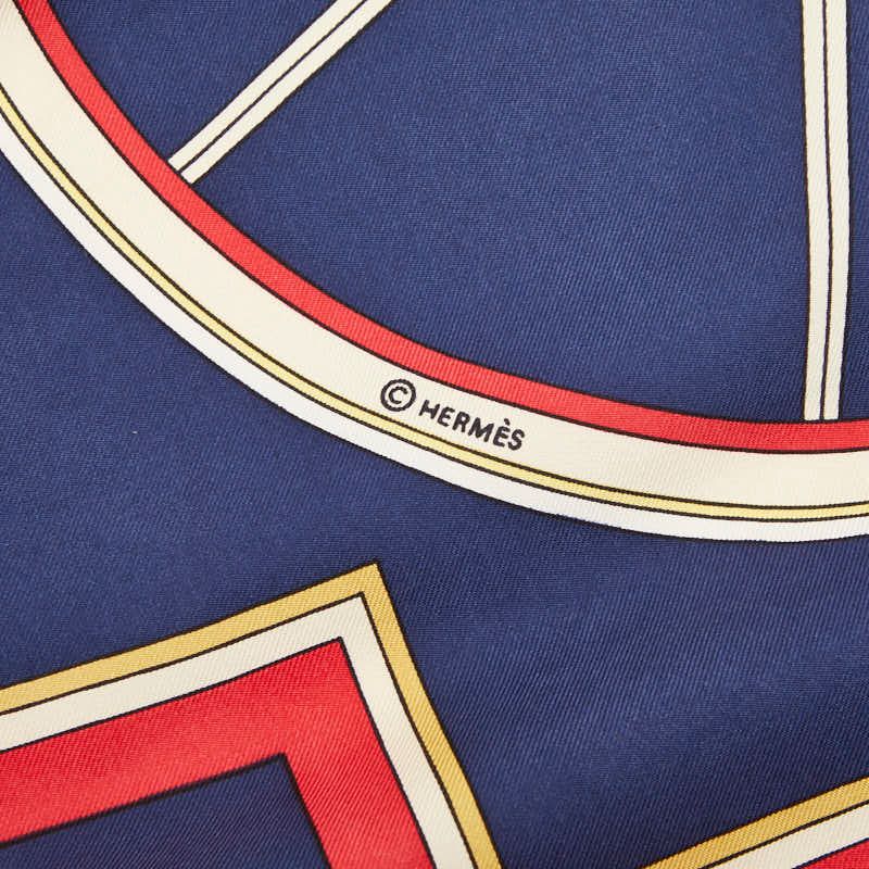 Hermes Carre 90 Washington's Carriage George Scarf Red Navy Multicolor Silk — view 5