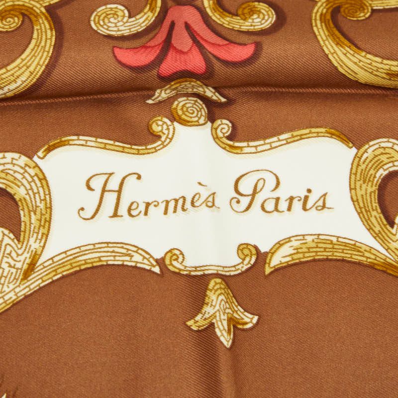 Hermes Carre 90 Cheval Turc Turkish Horse Scarf Brown Multicolor Silk — view 8