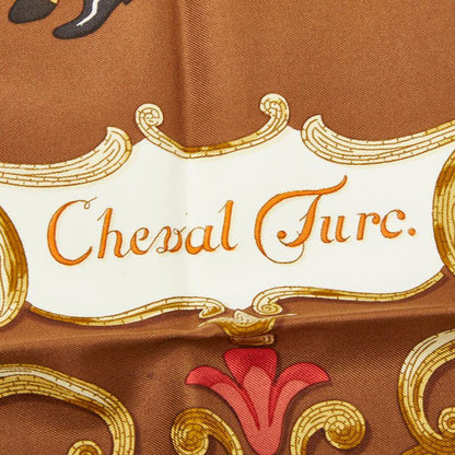 Hermes Carre 90 Cheval Turc Turkish Horse Scarf Brown Multicolor Silk — view 2