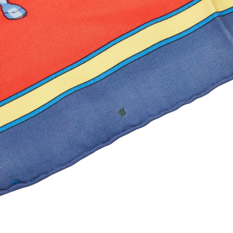 Hermes Carre 90 Carrousel Carousel Scarf Red Blue Multicolor Silk — view 3