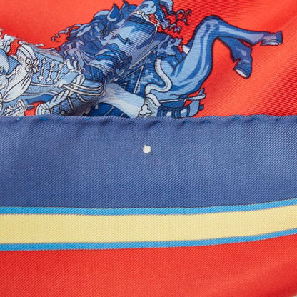 Hermes Carre 90 Carrousel Carousel Scarf Red Blue Multicolor Silk — view 2
