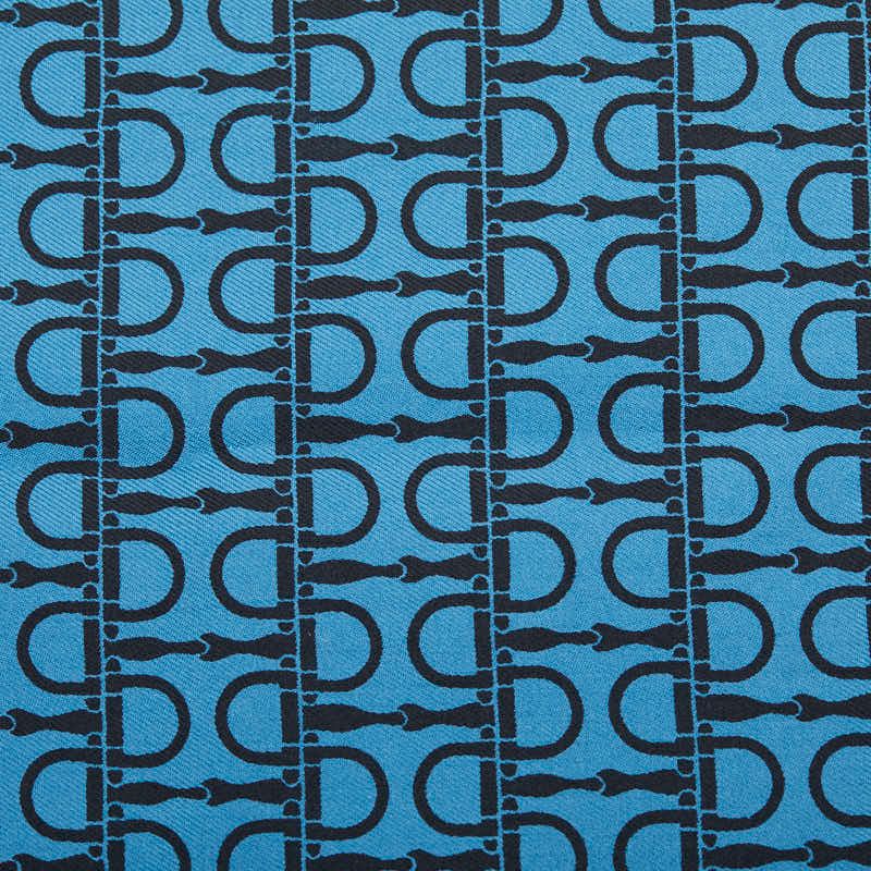 Hermes Carre 45 Petit Scarf Blue Black Silk — view 2