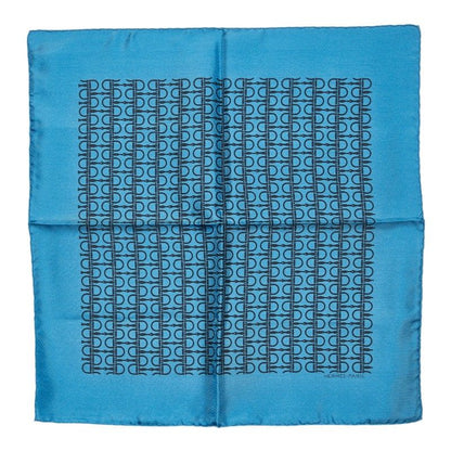 Hermes Carre 45 Petit Scarf Blue Black Silk