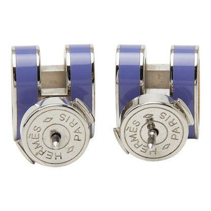 Hermes Pop H Earrings Silver Purple Metal — view 3