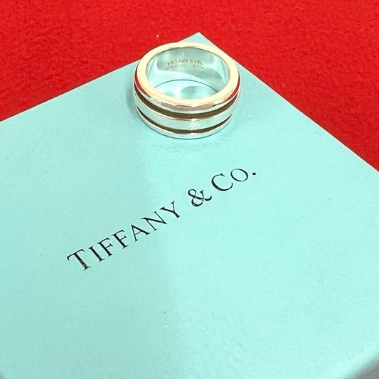 Tiffany & Co Vintage Group Double Line Ring 925 Sterling Silver