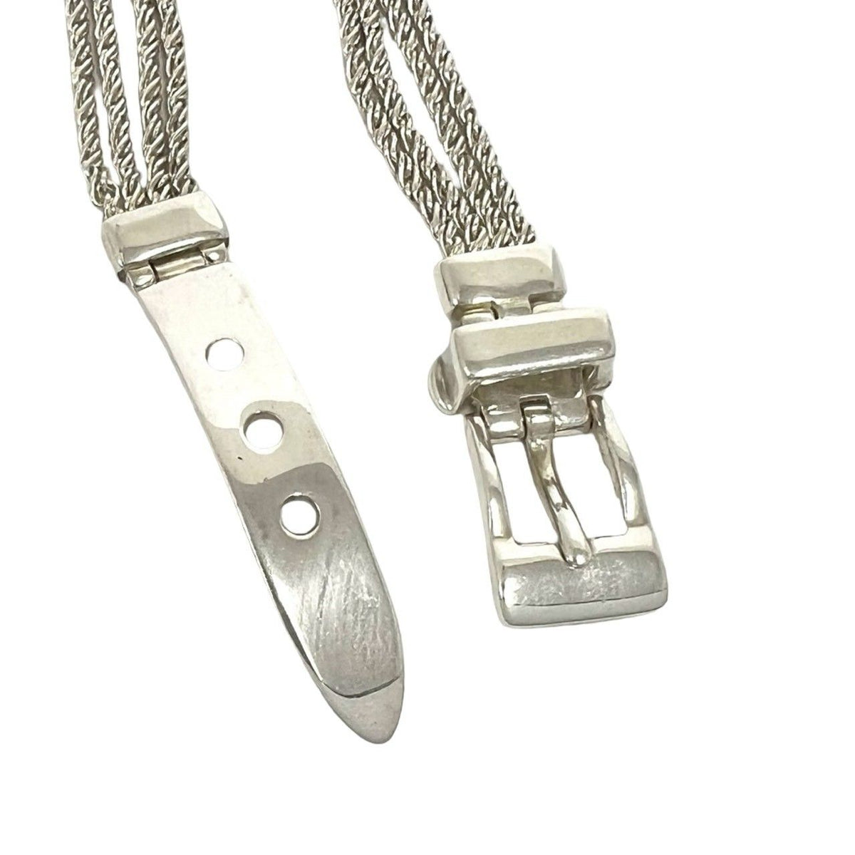 Tiffany & Co Vintage T Rope Bracelet 925 Sterling Silver Belt Chain Bangle — view 4