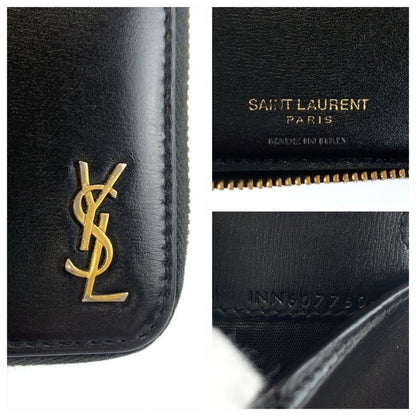 Saint Laurent Paris YSL Tiny Black Gold Leather Fold Wallet — view 3