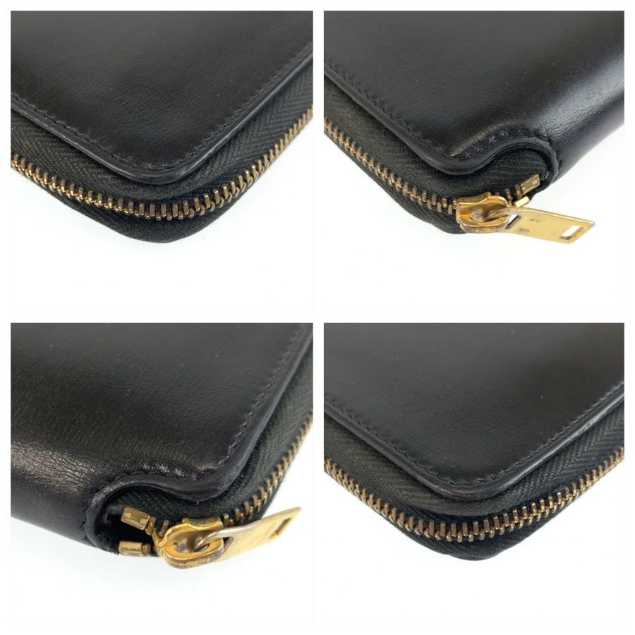 Saint Laurent Paris YSL Tiny Black Gold Leather Fold Wallet — view 8