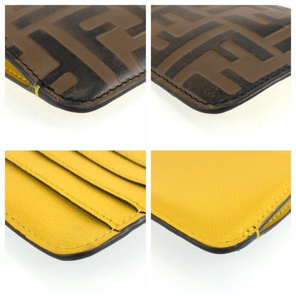 Fendi Zucca Brown Yellow Silver Leather Coin Case Fragment — view 5