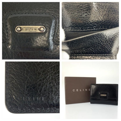 Celine Black Silver Leather Folded Wallet Compact — view 3