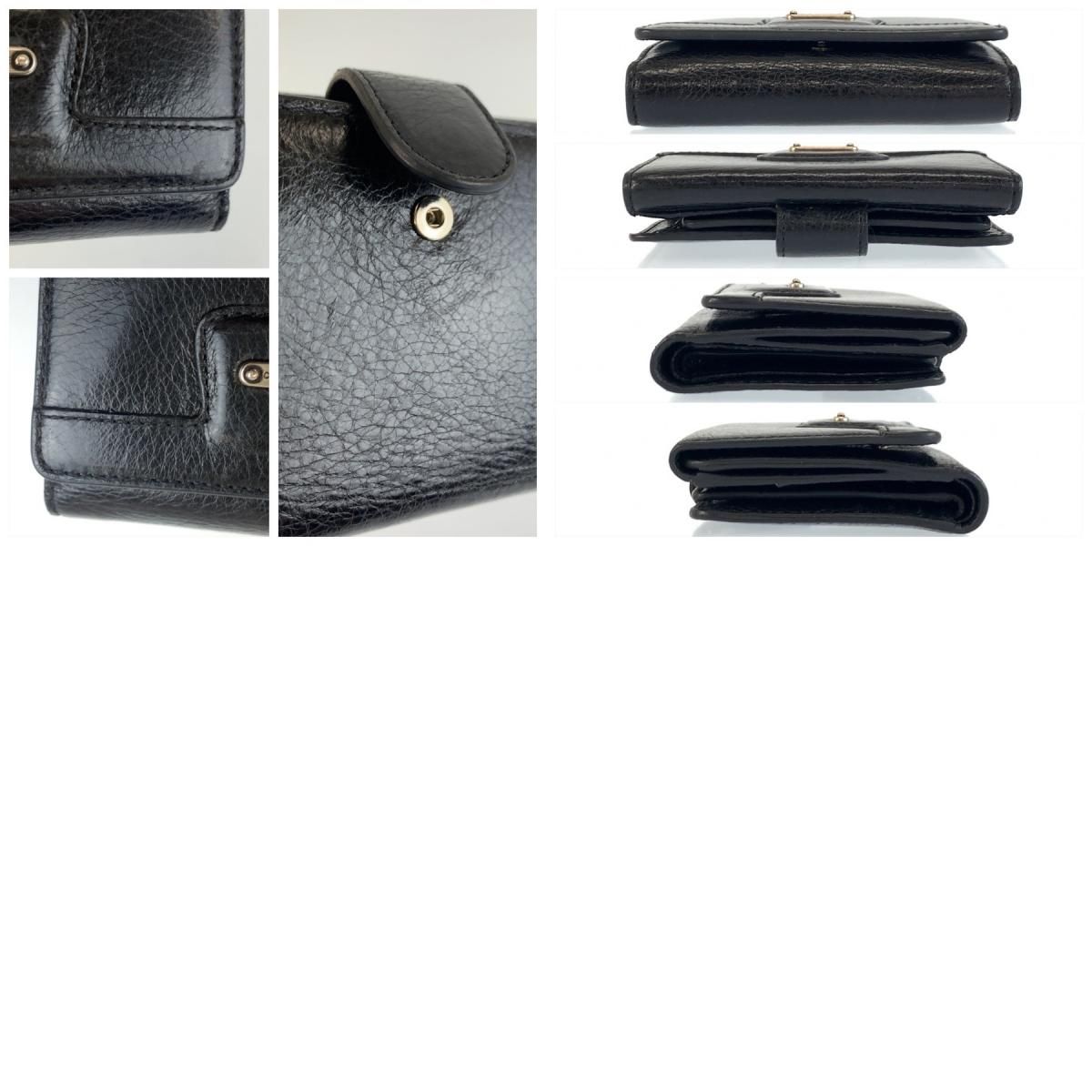 Celine Black Silver Leather Folded Wallet Compact — view 9