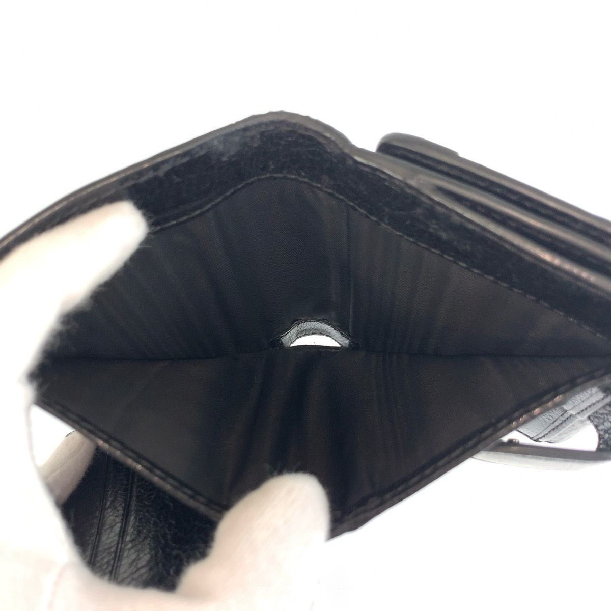 Celine Black Silver Leather Folded Wallet Compact — view 5