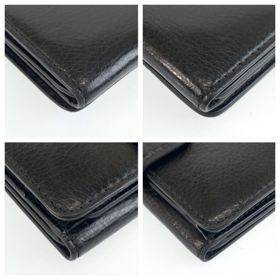 Celine Black Silver Leather Folded Wallet Compact — view 8