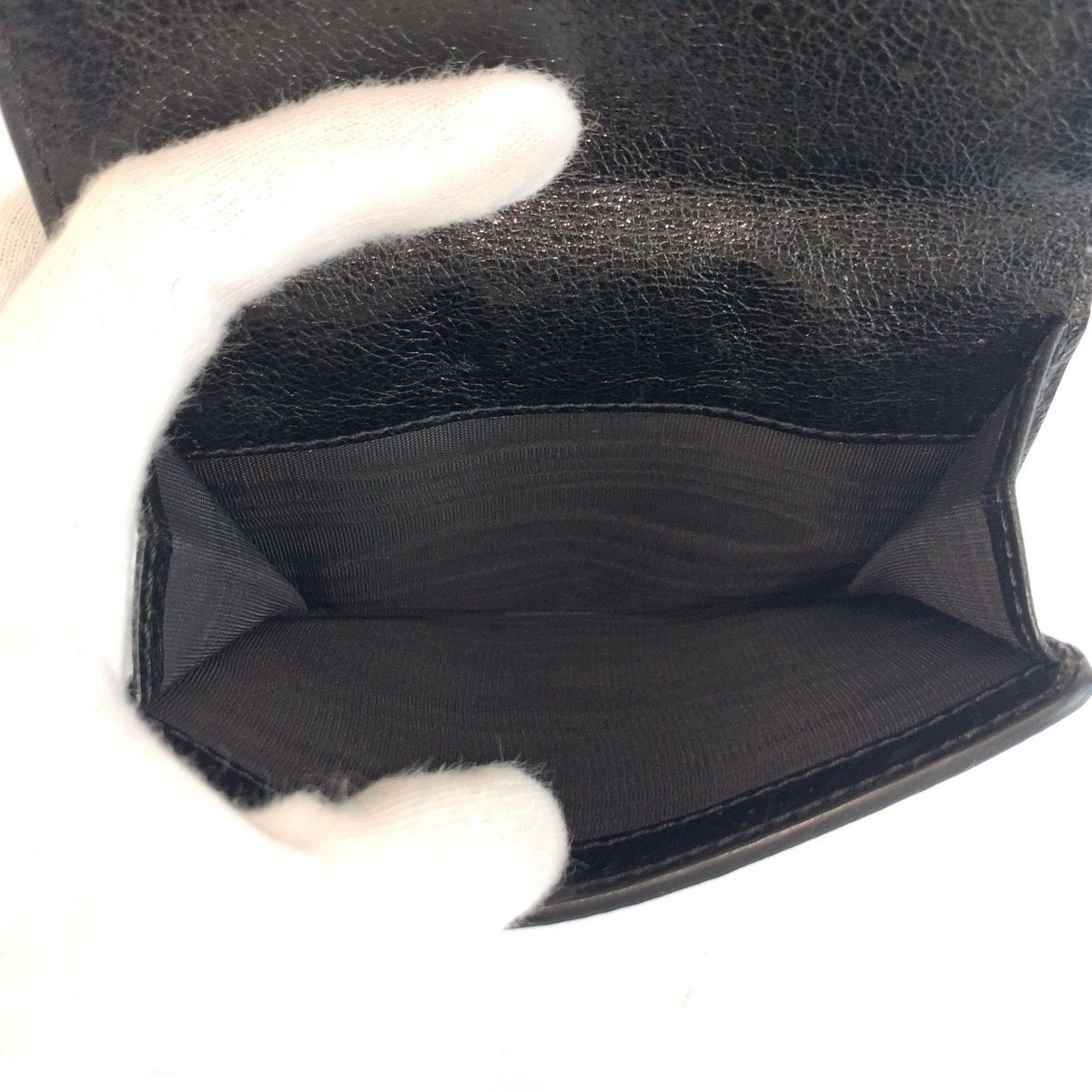 Celine Black Silver Leather Folded Wallet Compact — view 6