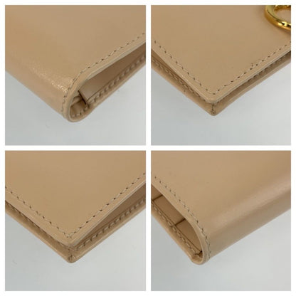 Gucci Logo Beige Gold Leather 035 Fold Wallet Compact — view 7