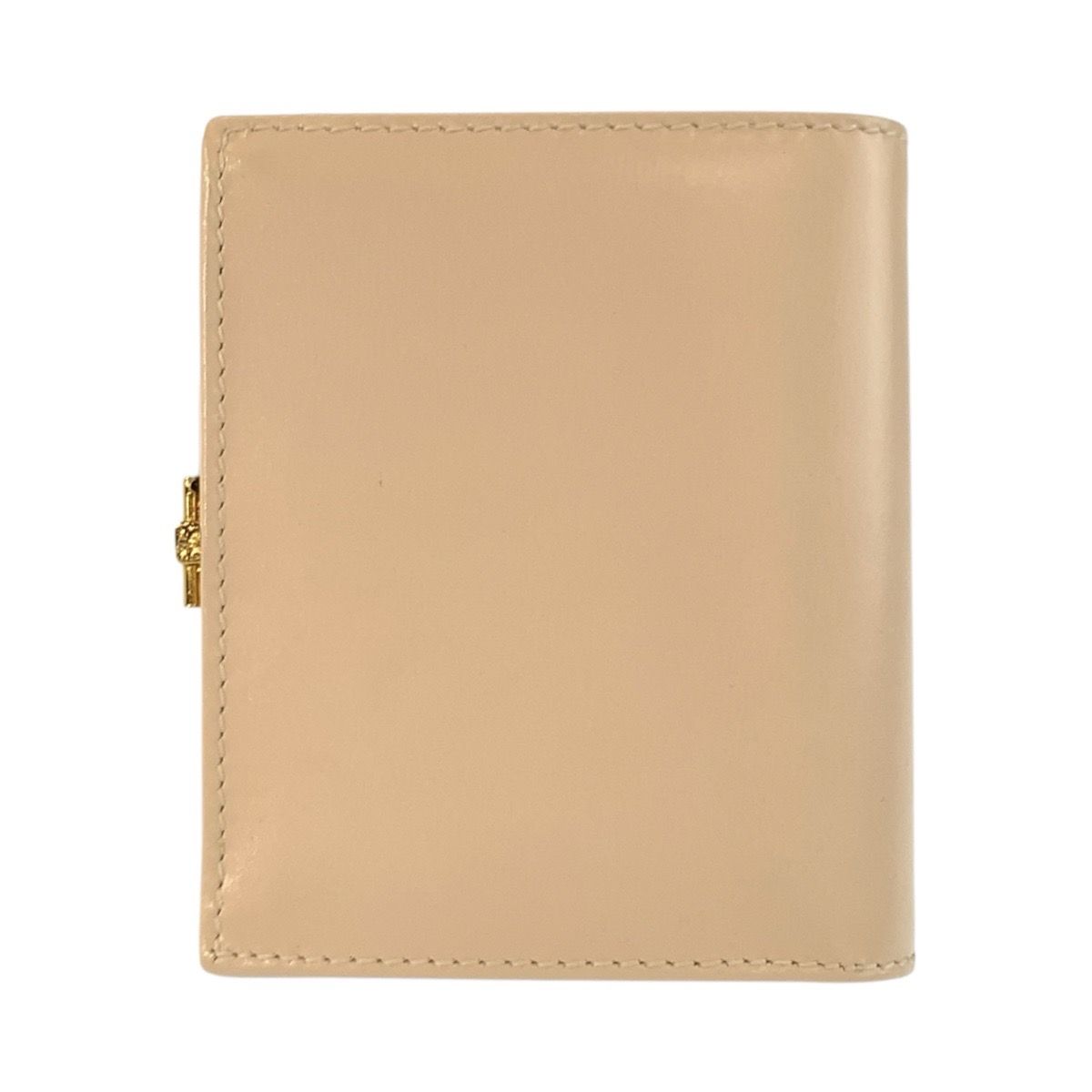 Gucci Logo Beige Gold Leather 035 Fold Wallet Compact — view 2