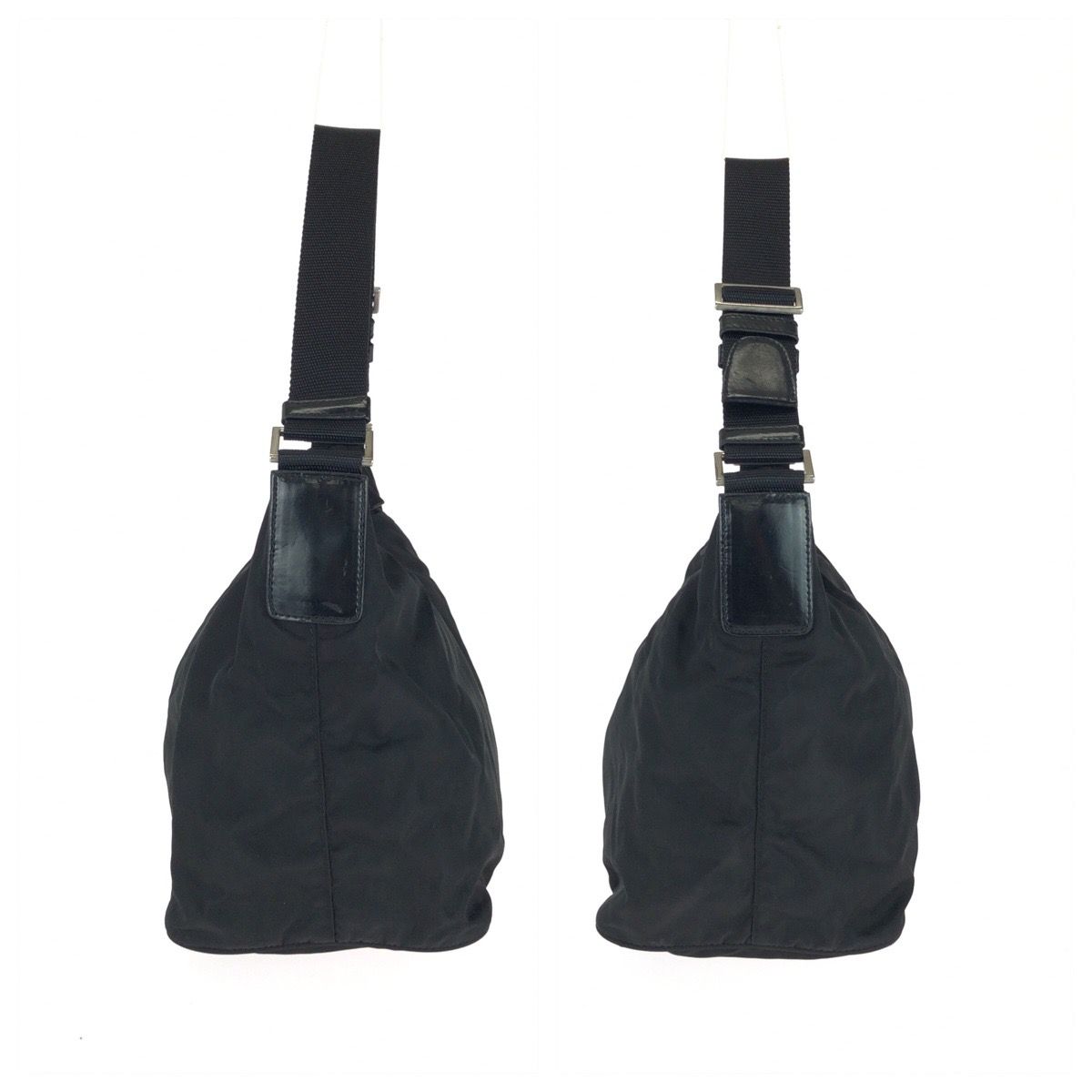 Prada Tessuto Black Silver Nylon Shoulder Bag — view 8