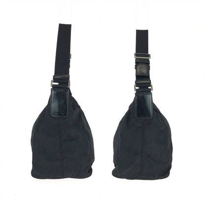 Prada Tessuto Black Silver Nylon Shoulder Bag — view 8