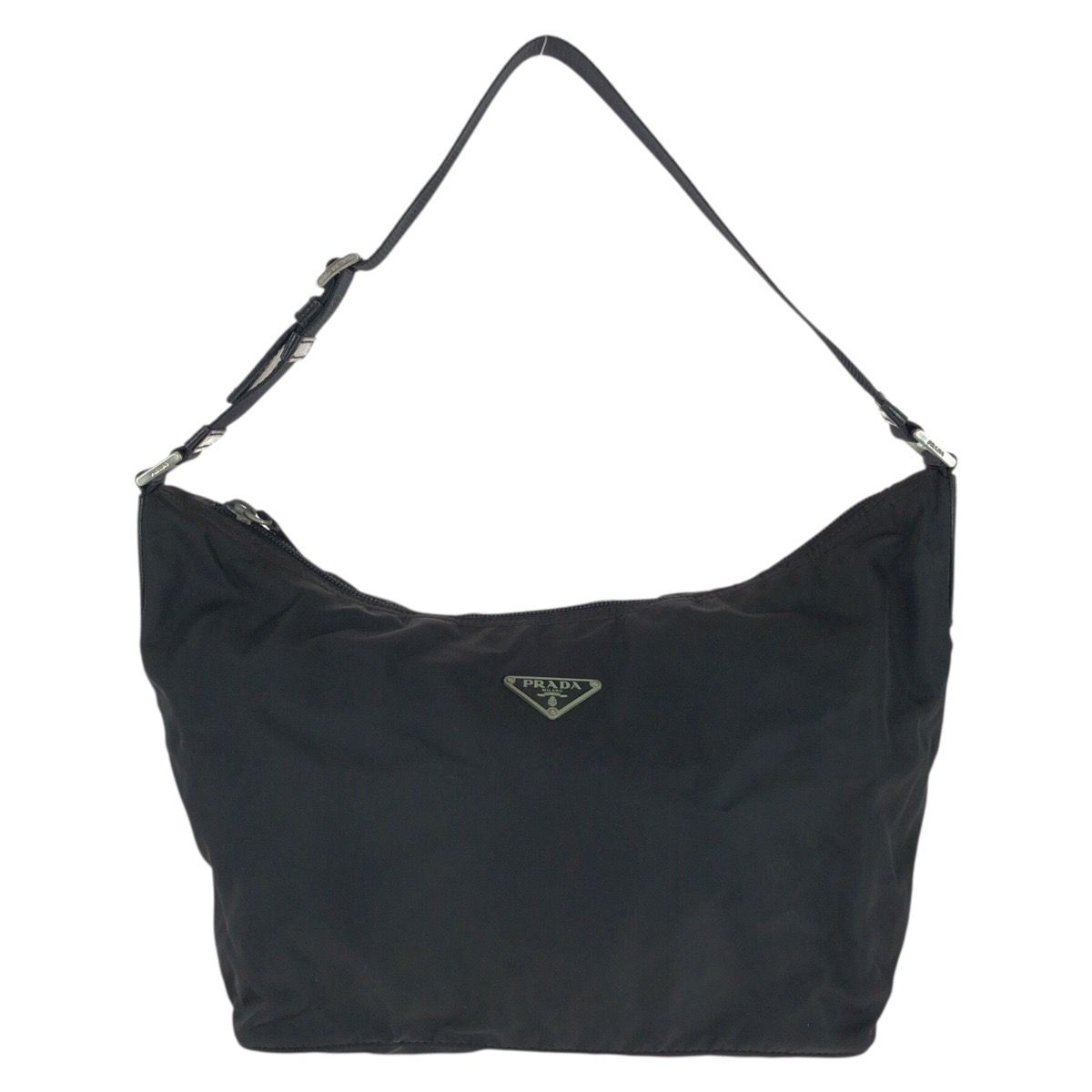 Prada Tessuto Black Silver Nylon Shoulder Bag