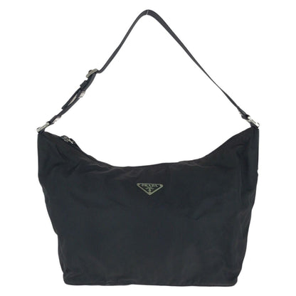 Prada Tessuto Black Silver Nylon Shoulder Bag