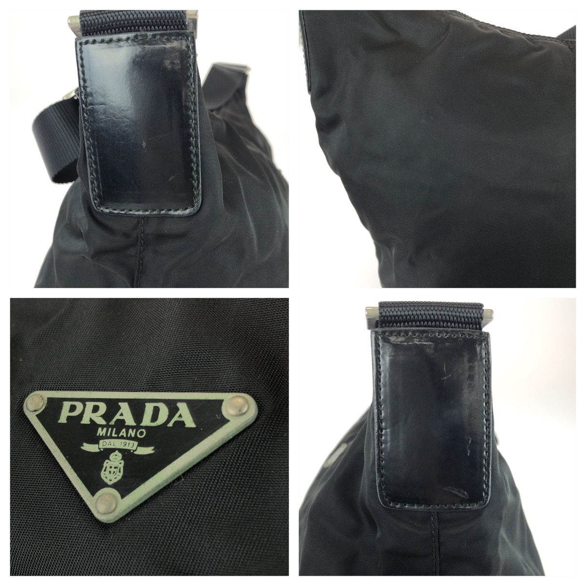 Prada Tessuto Black Silver Nylon Shoulder Bag — view 5