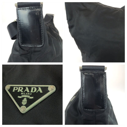 Prada Tessuto Black Silver Nylon Shoulder Bag — view 5
