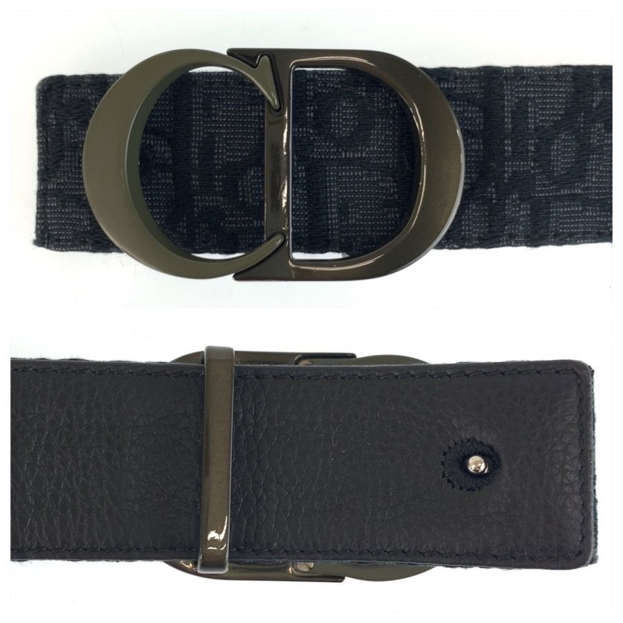Dior Trotter 93 Navy Canvas Belt Reversible — view 3