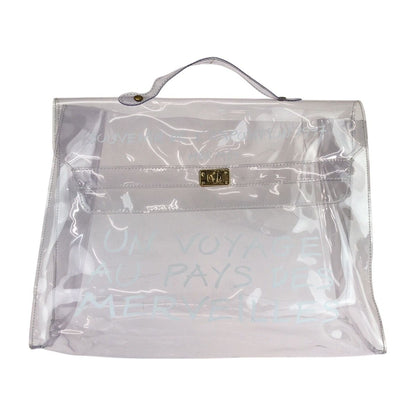 Hermes Vinyl Kelly Clear Gold Handbag