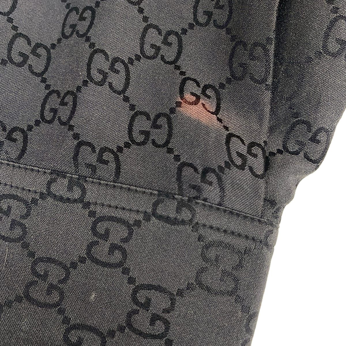 Gucci Long Sleeve Shirt Blouse 40 M Dark Brown Silk Blend GG Pattern — view 4
