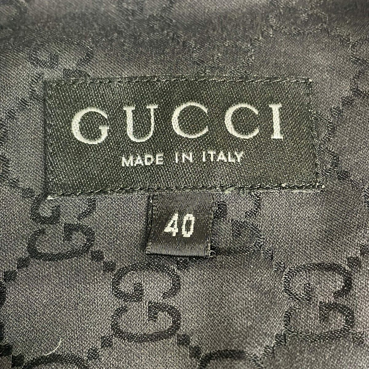 Gucci Long Sleeve Shirt Blouse 40 M Dark Brown Silk Blend GG Pattern — view 3