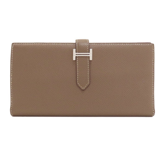 Hermes Bearn Souffle Etoupe Silver Wallet Epsom