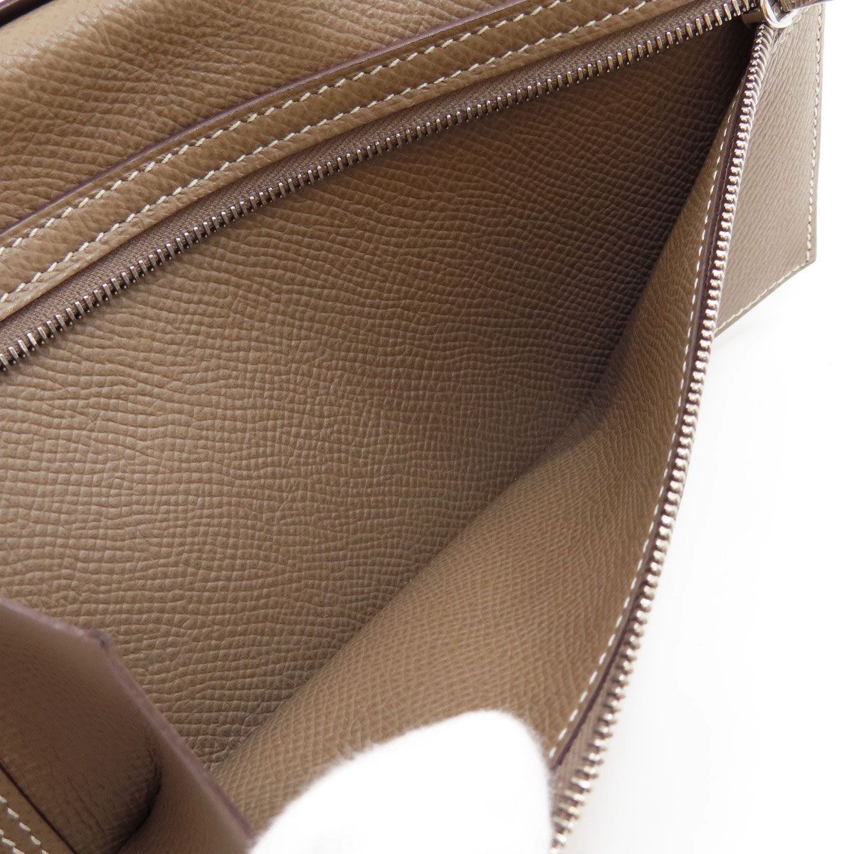 Hermes Bearn Souffle Etoupe Silver Wallet Epsom — view 6