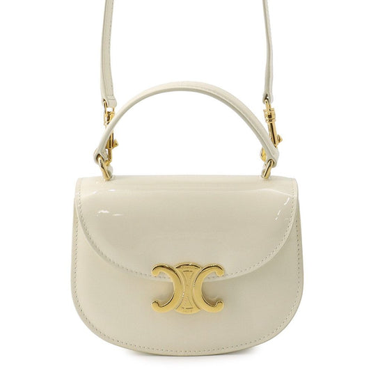 Celine Mini Besace Clair Patent 2-Way Shoulder Bag White