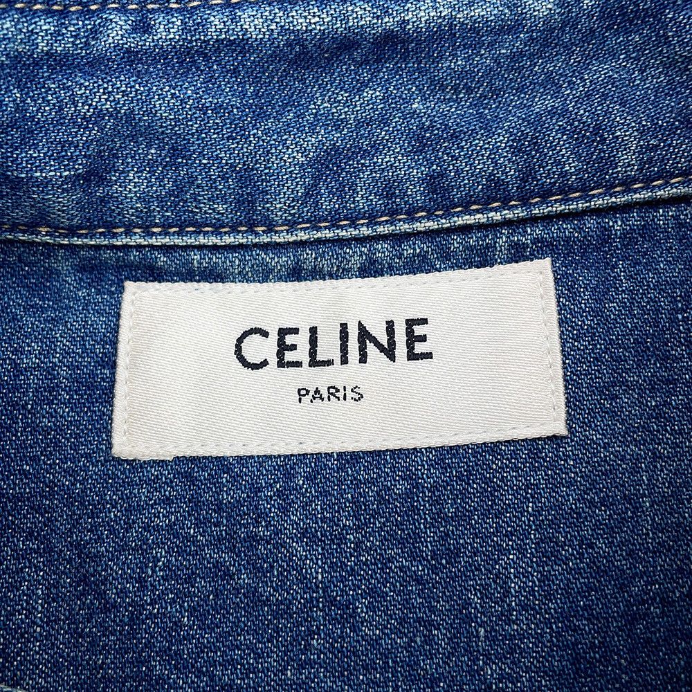 Celine Long Sleeve Shirt Triomphe Embroidered Cropped Denim M — view 7