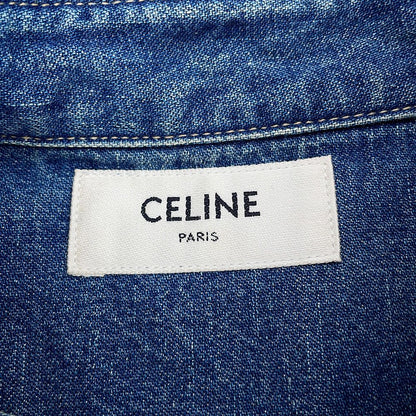 Celine Long Sleeve Shirt Triomphe Embroidered Cropped Denim M — view 7