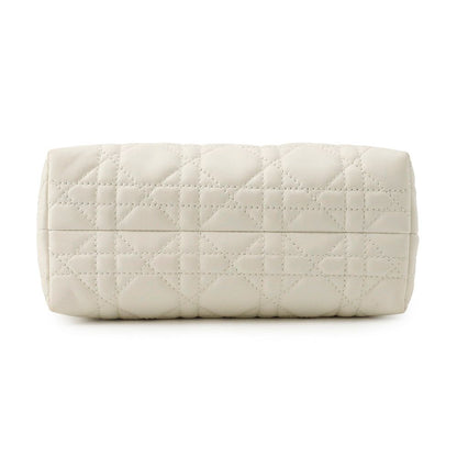 Dior Handbag Joli Top Handle Mini Lambskin Faux Pearl 2-Way Shoulder White — view 3