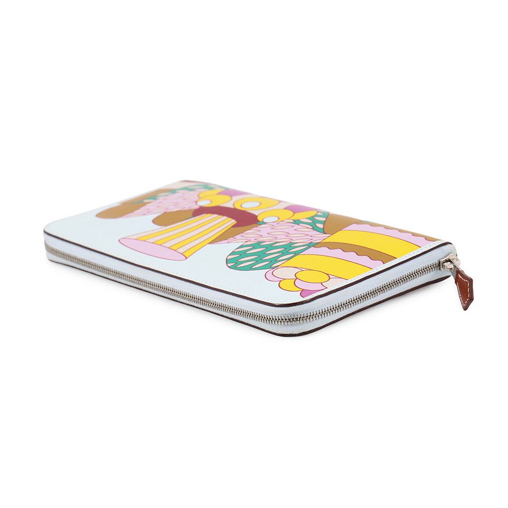 Hermes Wallet Azap Long Silk in la Patisserie Francaise Blue Brume Silver Swift — view 2