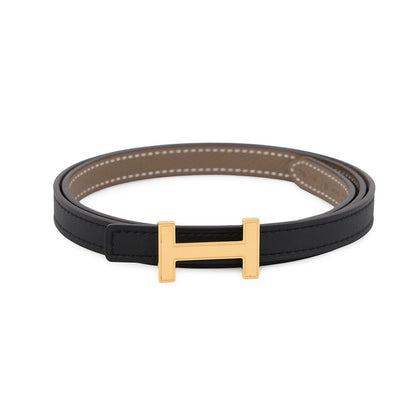Hermes Belt Focus Mini Reversible 75 Black Etoupe Epsom Swift