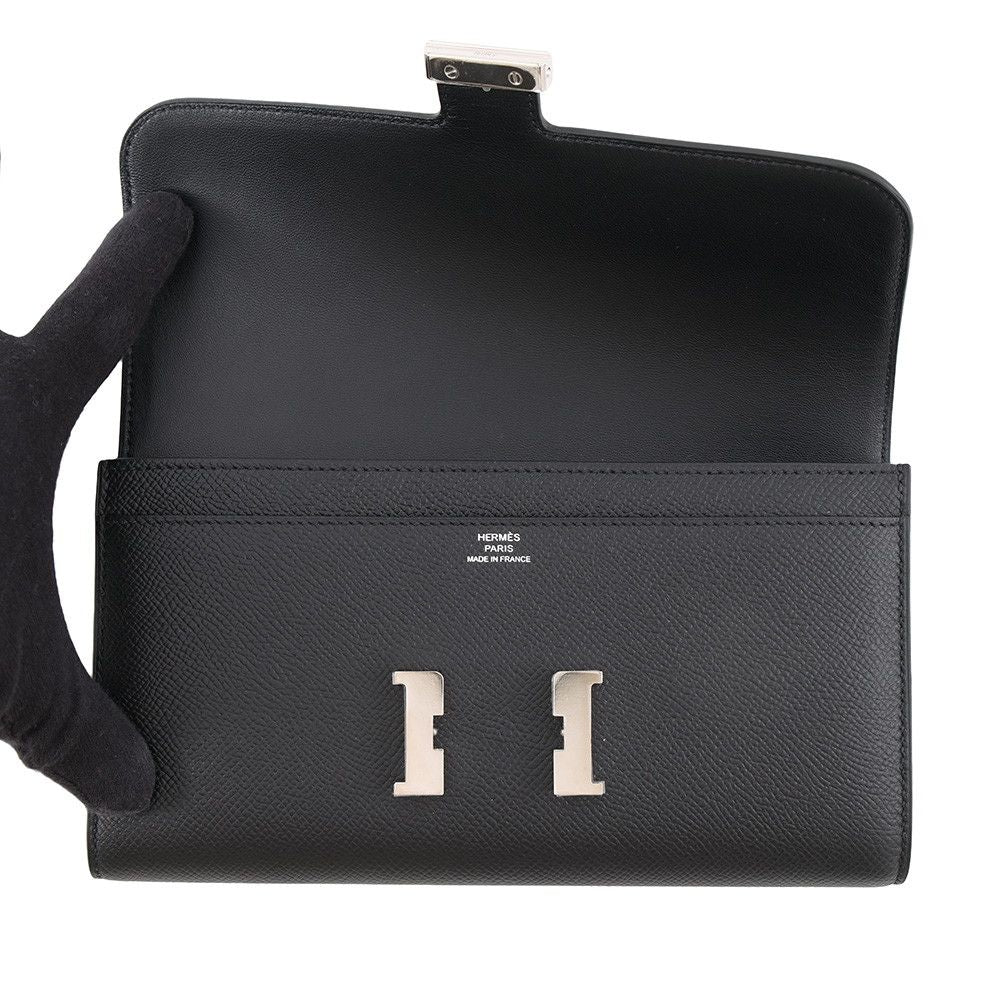 Hermes Wallet Constance Long Black Silver Epsom — view 4