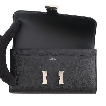 Hermes Wallet Constance Long Black Silver Epsom — view 4