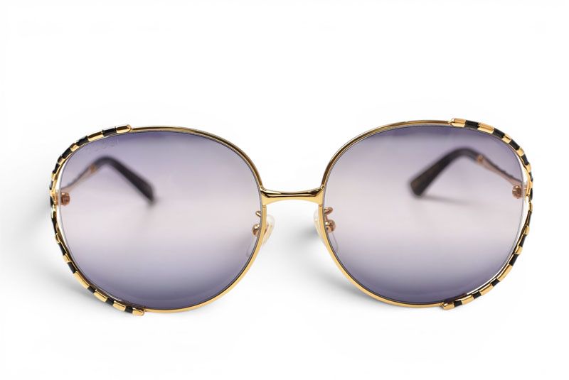 Gucci Sunglasses Round Gold Black Gradient Lens Eyewear — view 2