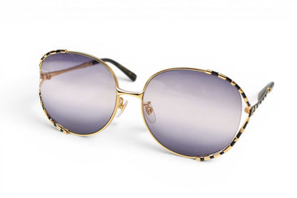 Gucci Sunglasses Round Gold Black Gradient Lens Eyewear