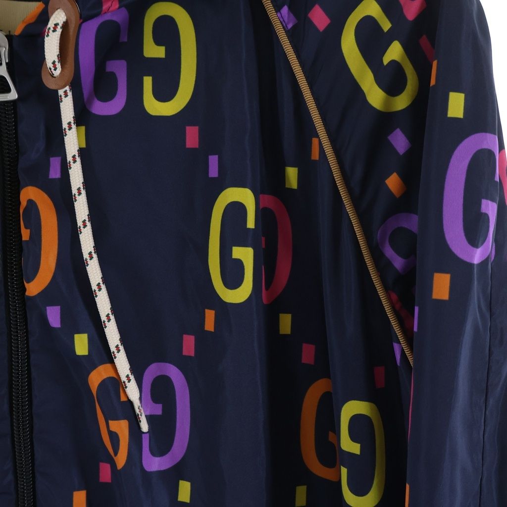 Gucci GG All Over Pattern Logo Nylon per Dead Ohlin Jacket Navy Multicolor Jacket — view 4
